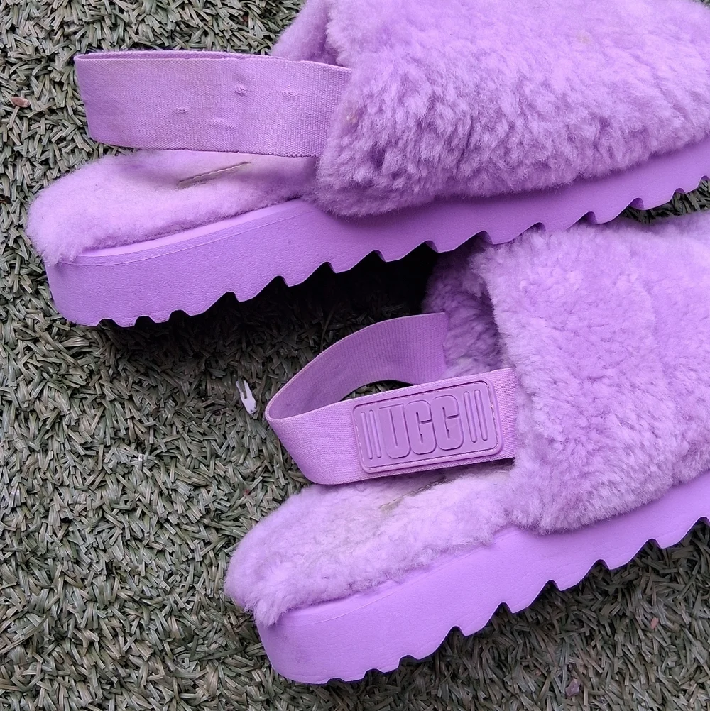 UGG Super Fluff Fur Slip-On Slingback Slipper Shoes
